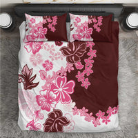 Pink Hibiscus Plumeria Floral Bedding Set - Polynesian Pride