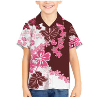 Pink Hibiscus Plumeria Floral Family Matching Mermaid Dress and Hawaiian Shirt - Polynesian Pride