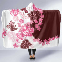 Pink Hibiscus Plumeria Floral Hooded Blanket LT01 One Size Pink - Polynesian Pride