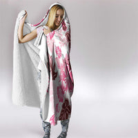 Pink Hibiscus Plumeria Floral Hooded Blanket LT01 - Polynesian Pride