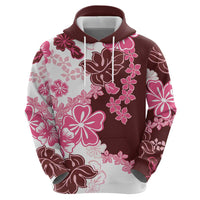 Pink Hibiscus Plumeria Floral Hoodie - Polynesian Pride