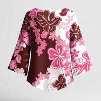 Pink Hibiscus Plumeria Floral Kimono Sleeve Blouse - Polynesian Pride