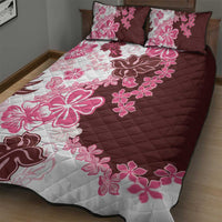 Pink Hibiscus Plumeria Floral Quilt Bed Set - Polynesian Pride