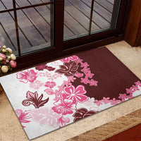 Pink Hibiscus Plumeria Floral Rubber Doormat LT01 - Polynesian Pride