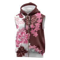 Pink Hibiscus Plumeria Floral Sleeveless Zip Hoodie - Polynesian Pride