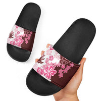 Pink Hibiscus Plumeria Floral Slide Sandals - Polynesian Pride