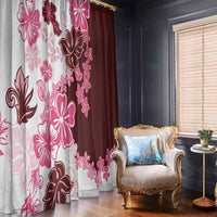 Pink Hibiscus Plumeria Floral Window Curtain - Polynesian Pride