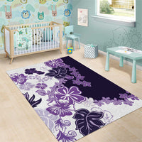 Purple Hibiscus Plumeria Floral Area Rug - Polynesian Pride