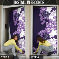 Purple Hibiscus Plumeria Floral Door Cover - Polynesian Pride