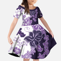 Purple Hibiscus Plumeria Floral Family Matching Short Sleeve Bodycon Dress and Hawaiian Shirt - Polynesian Pride