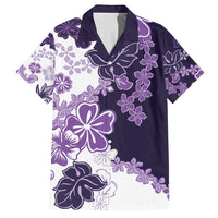 Purple Hibiscus Plumeria Floral Family Matching Short Sleeve Bodycon Dress and Hawaiian Shirt - Polynesian Pride