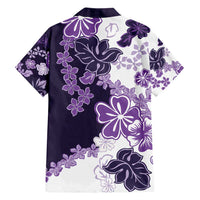 Purple Hibiscus Plumeria Floral Family Matching Short Sleeve Bodycon Dress and Hawaiian Shirt - Polynesian Pride