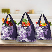 Purple Hibiscus Plumeria Floral Grocery Bag - Polynesian Pride