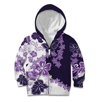 Purple Hibiscus Plumeria Floral Kid Hoodie LT01 Zip Hoodie Purple - Polynesian Pride