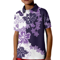 Purple Hibiscus Plumeria Floral Kid Polo Shirt LT01 Kid Purple - Polynesian Pride