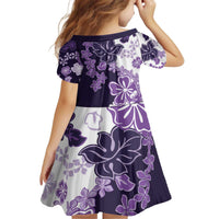 Purple Hibiscus Plumeria Floral Kid Short Sleeve Dress LT01 - Polynesian Pride