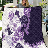 Purple Hibiscus Plumeria Floral Quilt - Polynesian Pride
