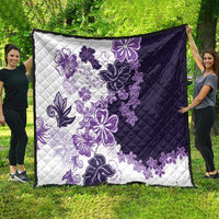 Purple Hibiscus Plumeria Floral Quilt - Polynesian Pride