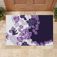 Purple Hibiscus Plumeria Floral Rubber Doormat LT01 Purple - Polynesian Pride