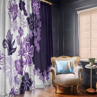 Purple Hibiscus Plumeria Floral Window Curtain - Polynesian Pride