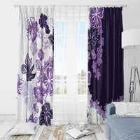 Purple Hibiscus Plumeria Floral Window Curtain - Polynesian Pride