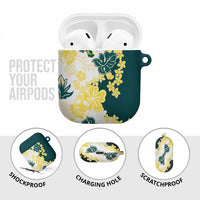 Yelow Teal Hibiscus Plumeria Floral AirPods Case - Polynesian Pride