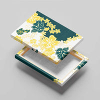 Yelow Teal Hibiscus Plumeria Floral Canvas Wall Art - Polynesian Pride
