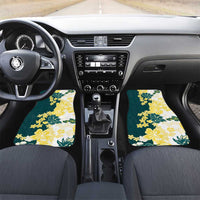 Yelow Teal Hibiscus Plumeria Floral Car Mats - Polynesian Pride