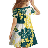 Yelow Teal Hibiscus Plumeria Floral Family Matching Mermaid Dress and Hawaiian Shirt - Polynesian Pride