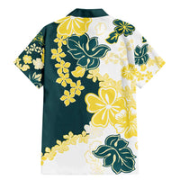 Yelow Teal Hibiscus Plumeria Floral Family Matching Mermaid Dress and Hawaiian Shirt - Polynesian Pride