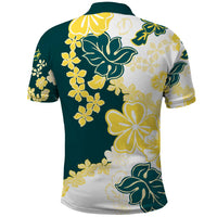 Yelow Teal Hibiscus Plumeria Floral Polo Shirt LT01 - Polynesian Pride