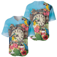 Personalized It's 5 o'clock Somewhere Baseball Jersey Hawaiian Tropical Parrots - Polynesian Pride