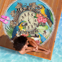 It's 5 o'clock Somewhere Beach Blanket Hawaiian Tropical Parrots - Polynesian Pride