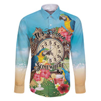 Personalized It's 5 o'clock Somewhere Family Matching Puletasi and Hawaiian Shirt Hawaiian Tropical Parrots - Polynesian Pride