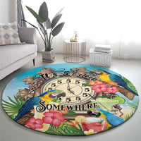 It's 5 o'clock Somewhere Round Carpet Hawaiian Tropical Parrots - Polynesian Pride