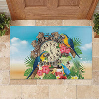 It's 5 o'clock Somewhere Rubber Doormat Hawaiian Tropical Parrots - Polynesian Pride