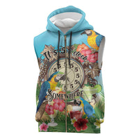 Personalized It's 5 o'clock Somewhere Sleeveless Zip Hoodie Hawaiian Tropical Parrots - Polynesian Pride