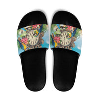 It's 5 o'clock Somewhere Slide Sandals Hawaiian Tropical Parrots - Polynesian Pride