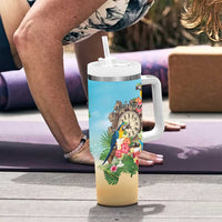 Personalized It's 5 o'clock Somewhere Tumbler With Handle Hawaiian Tropical Parrots - Polynesian Pride