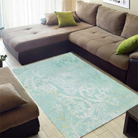 Polynesian Tiare Monstera Seafoam Green Area Rug Liquid Style - Polynesian Pride