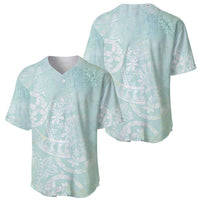 Polynesian Tiare Monstera Seafoam Green Baseball Jersey Liquid Style - Polynesian Pride