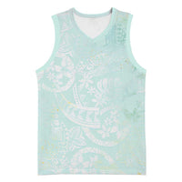 Polynesian Tiare Monstera Seafoam Green Basketball Jersey Liquid Style - Polynesian Pride