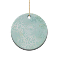 Polynesian Tiare Monstera Seafoam Green Ceramic Ornament Liquid Style - Polynesian Pride