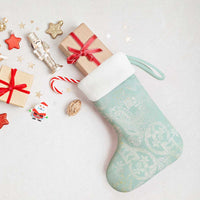 Polynesian Tiare Monstera Seafoam Green Christmas Stocking Liquid Style - Polynesian Pride