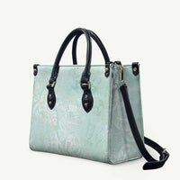 Polynesian Tiare Monstera Seafoam Green Leather Bag Liquid Style - Polynesian Pride
