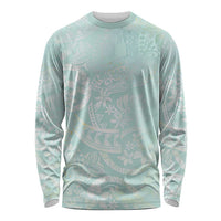 Polynesian Tiare Monstera Seafoam Green Long Sleeve Shirt Liquid Style - Polynesian Pride