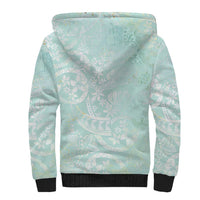 Polynesian Tiare Monstera Seafoam Green Sherpa Hoodie Liquid Style - Polynesian Pride