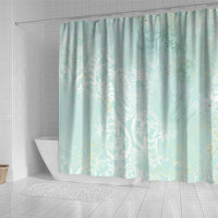 Polynesian Tiare Monstera Seafoam Green Shower Curtain Liquid Style - Polynesian Pride
