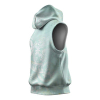 Polynesian Tiare Monstera Seafoam Green Sleeveless Hoodie Liquid Style - Polynesian Pride