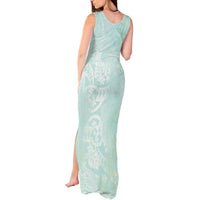 Polynesian Tiare Monstera Seafoam Green Tank Maxi Dress Liquid Style - Polynesian Pride
